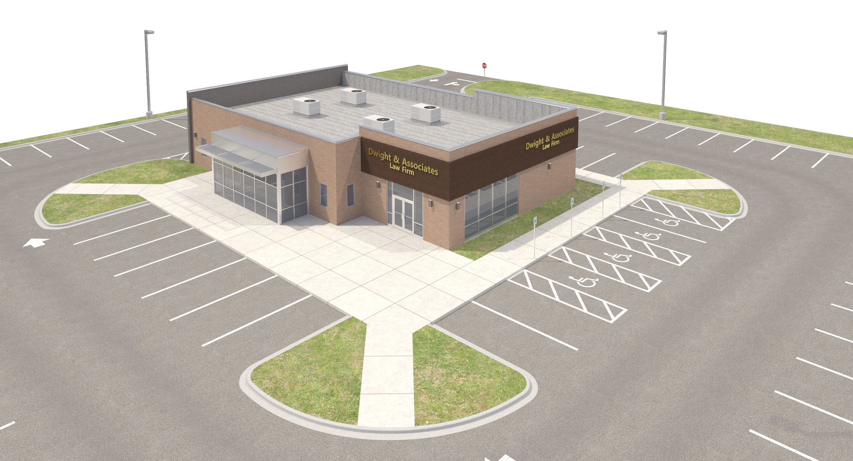 Commercial Building-009 Office With Site 3D model_8