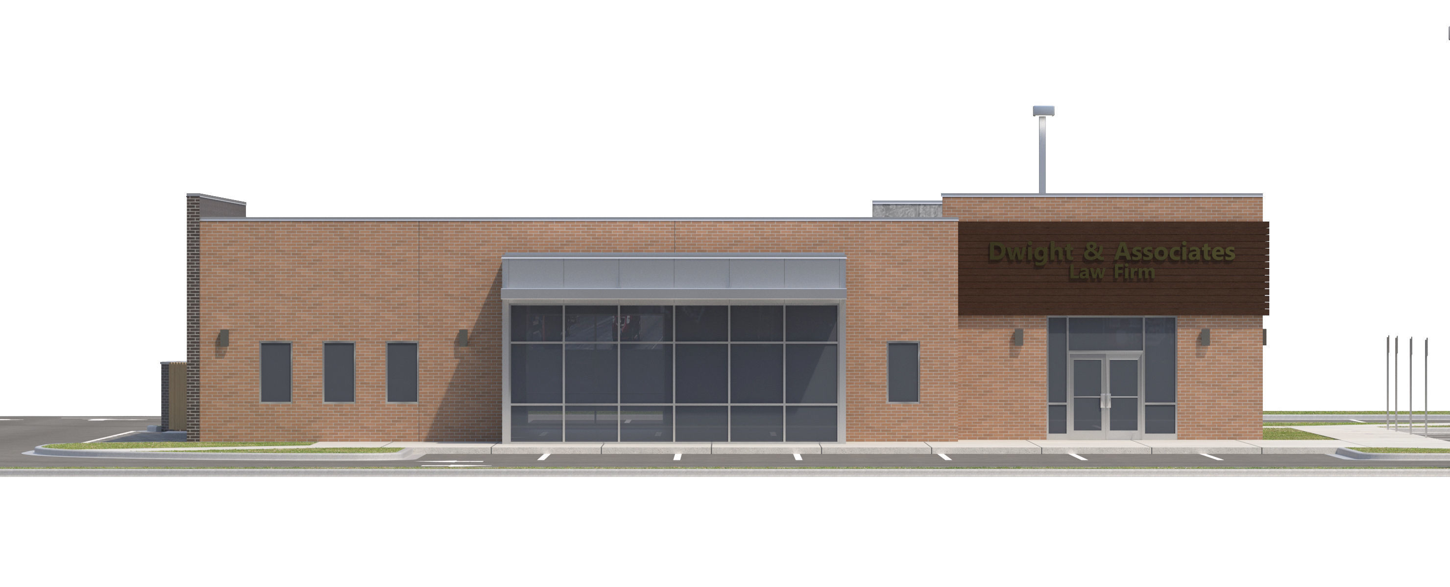Commercial Building-009 Office With Site 3D model_12