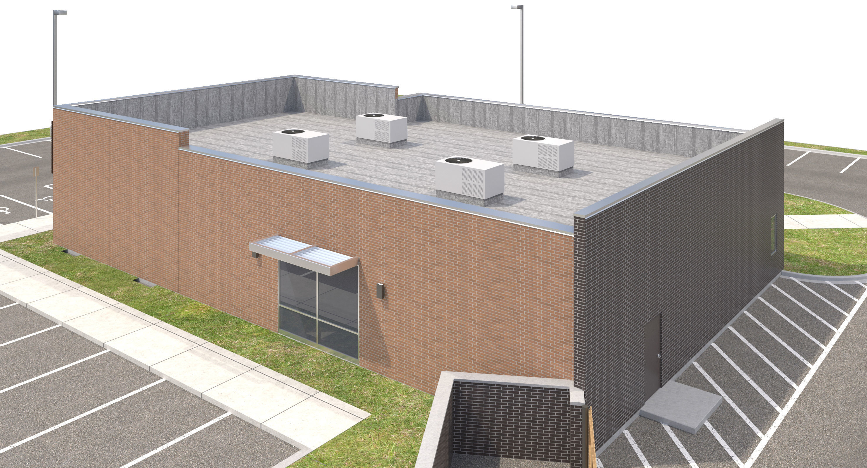 Commercial Building-009 Office With Site 3D model_7