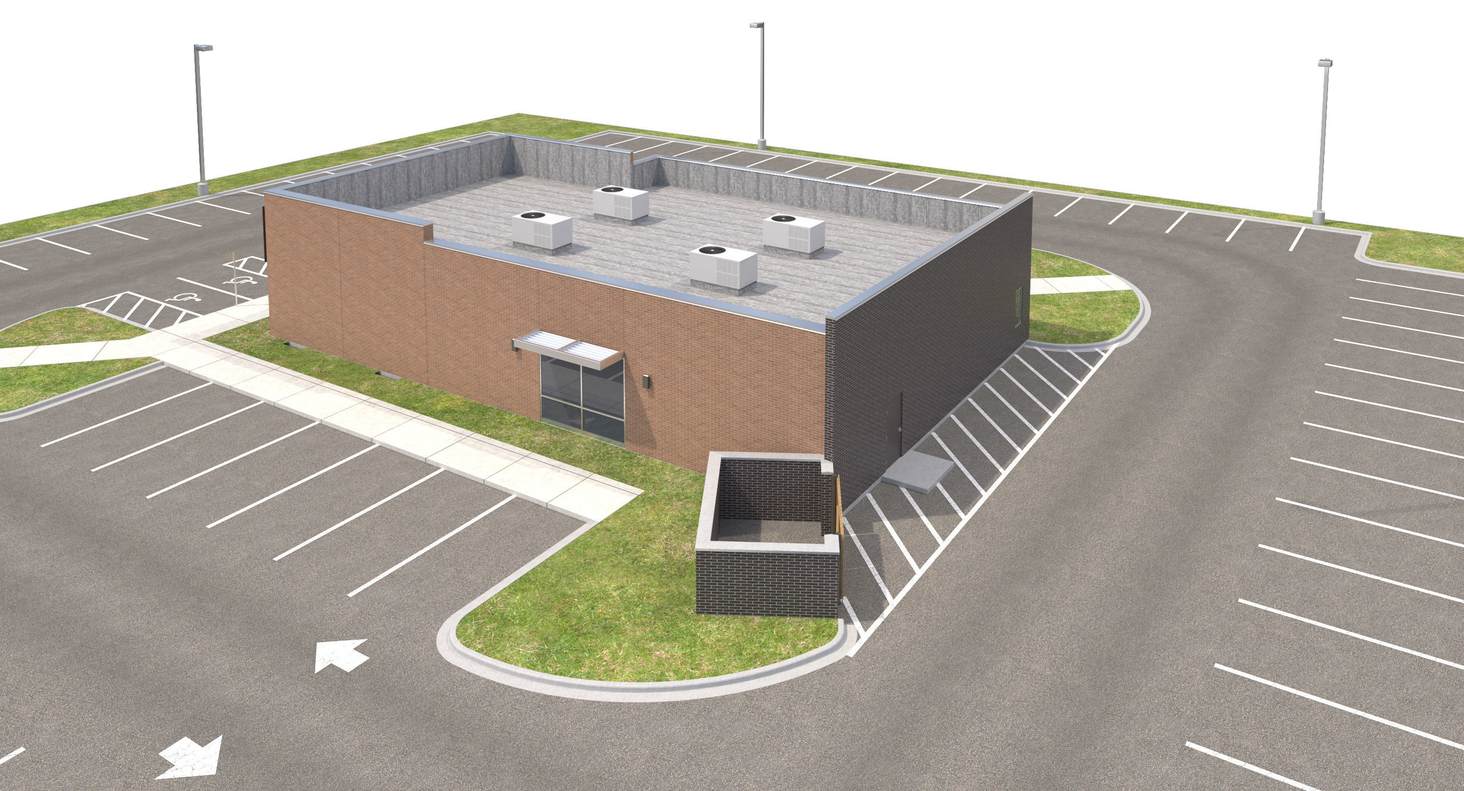 Commercial Building-009 Office With Site 3D model_9