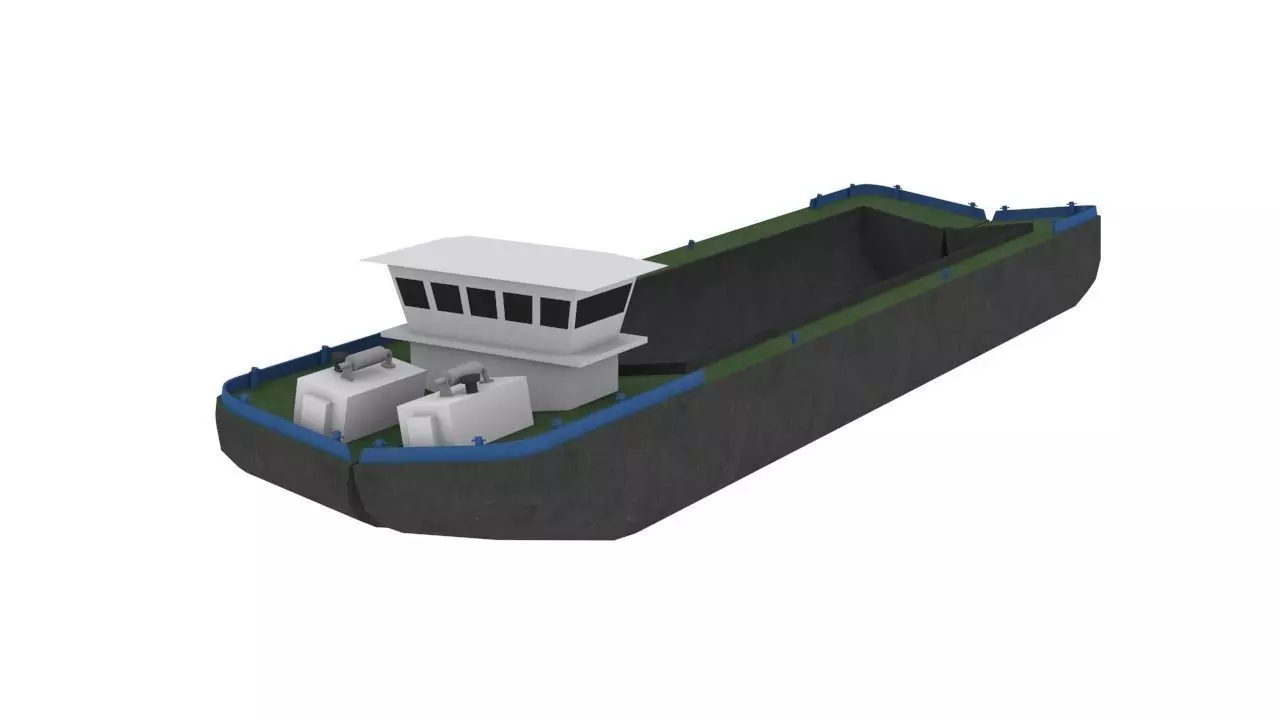 Split Hopper Barge - Self Propelled 3D model_0