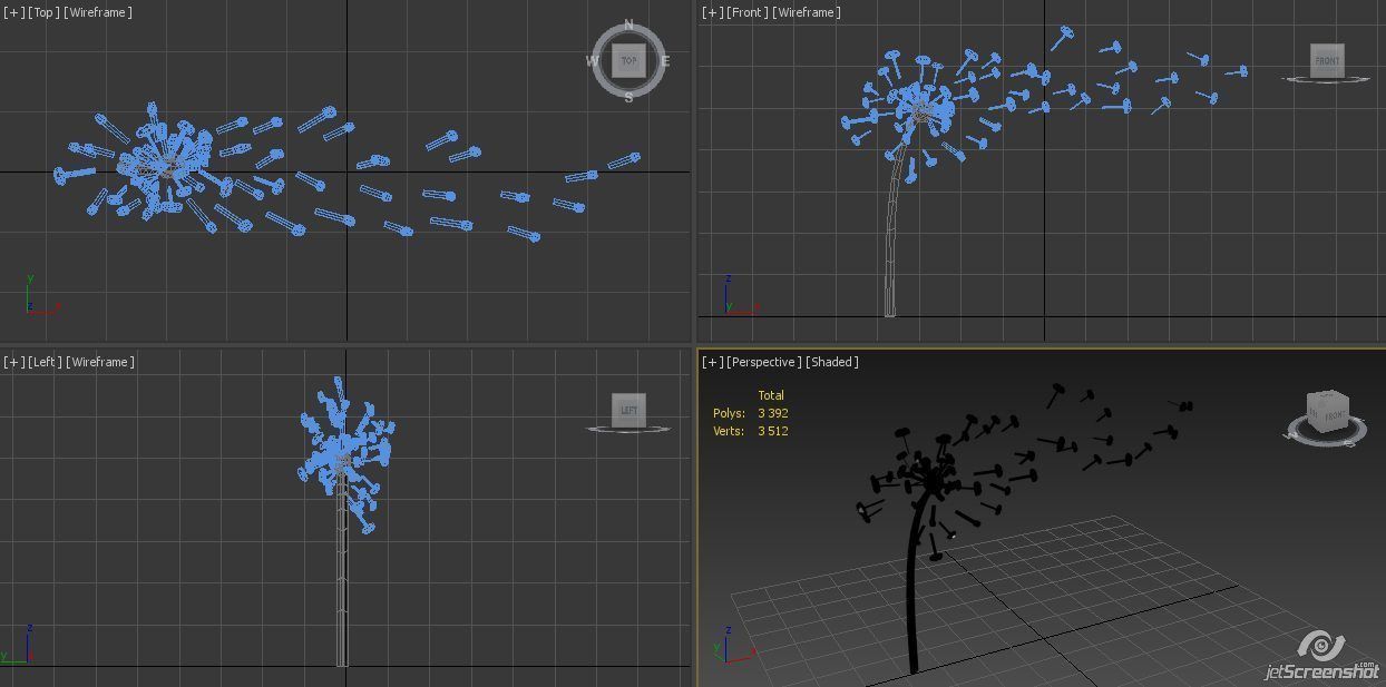 Abstract Dandelion Low-poly 3D model_3