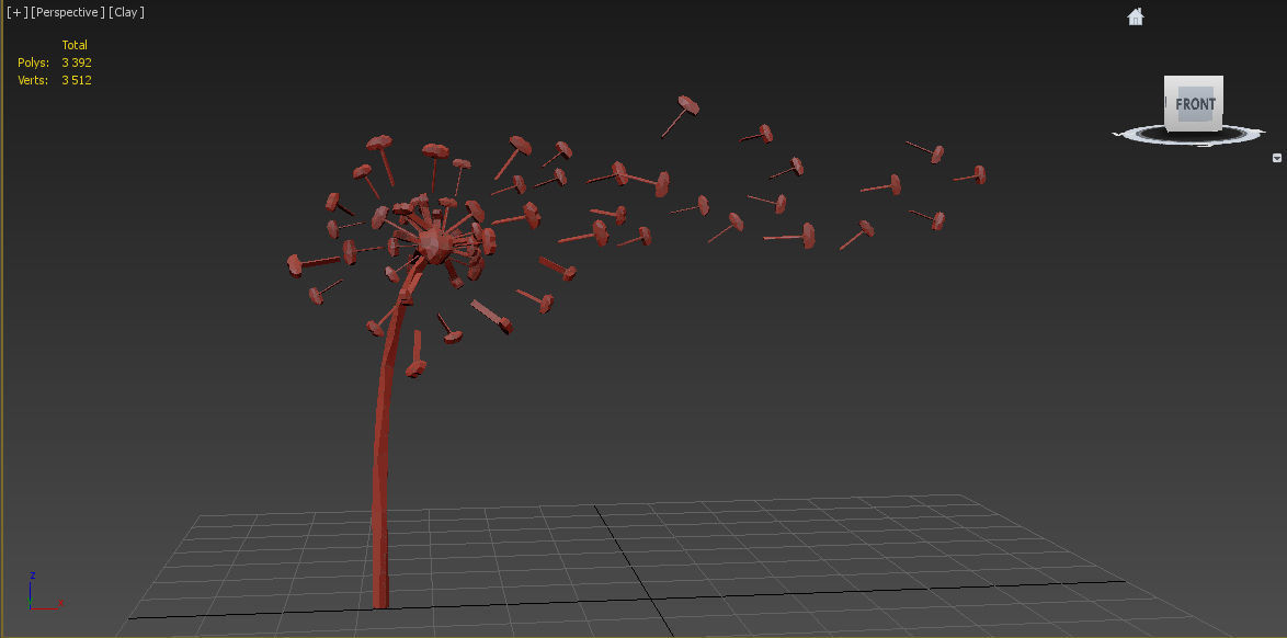 Abstract Dandelion Low-poly 3D model_4