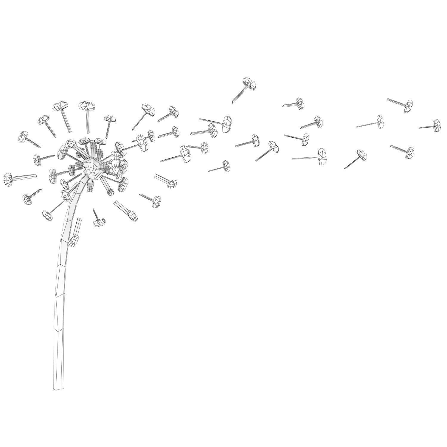 Abstract Dandelion Low-poly 3D model_2