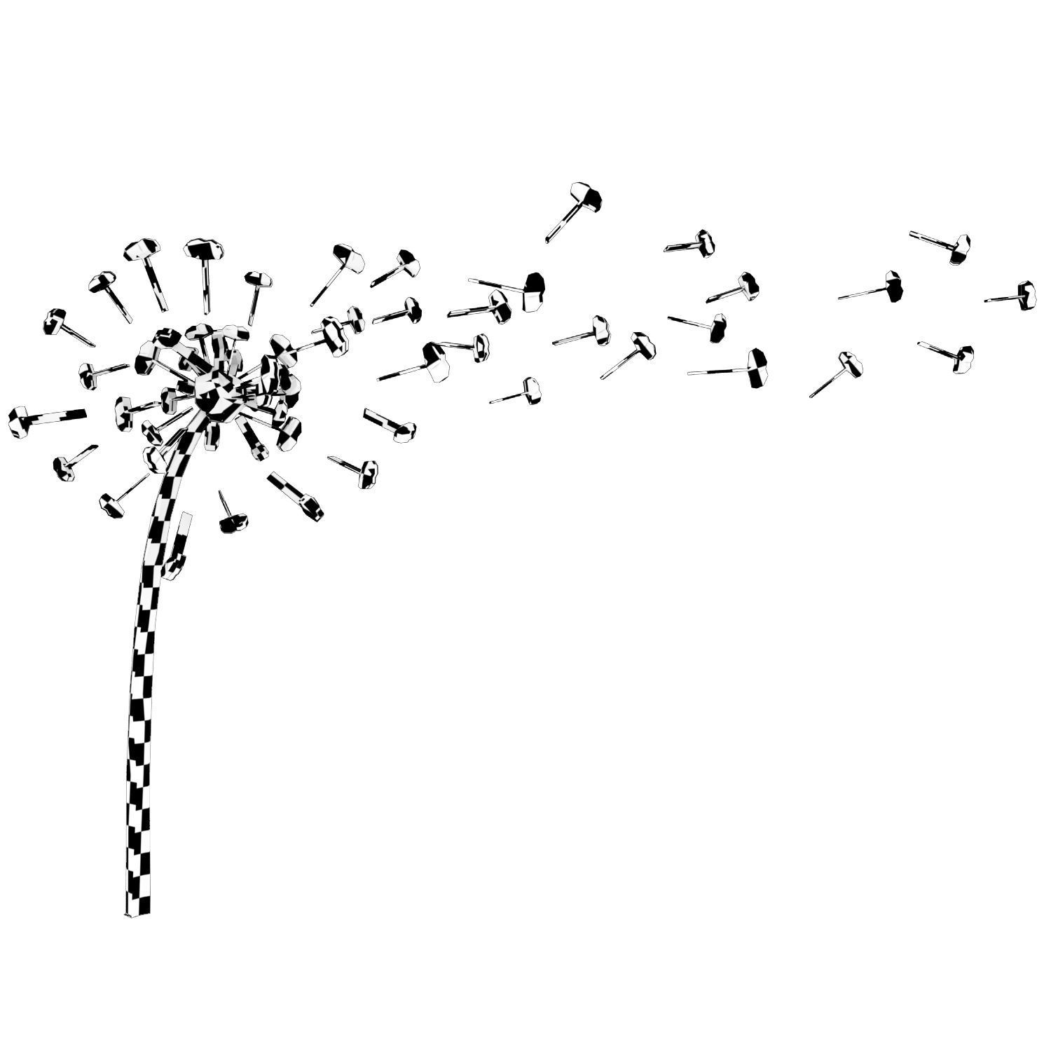 Abstract Dandelion Low-poly 3D model_1