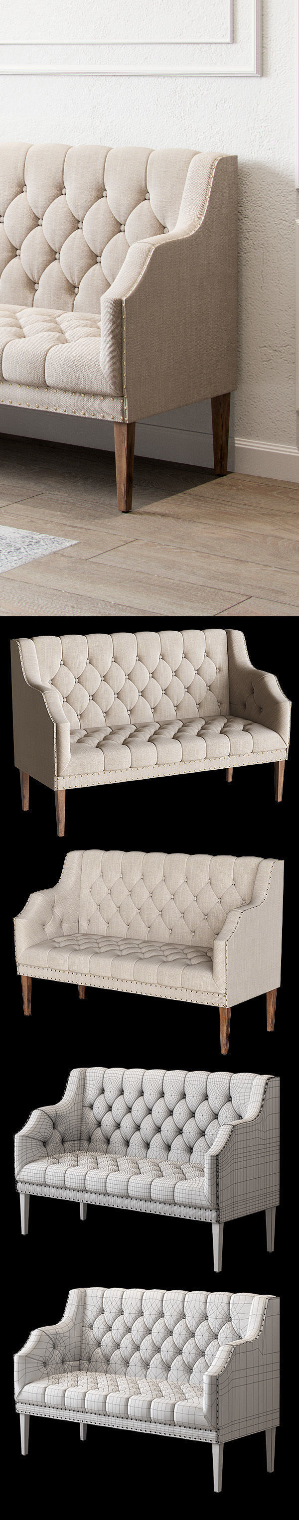 Sofa Capitone Low-poly 3D model_3