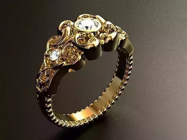 Gothic style Diamond Ring 3D print model