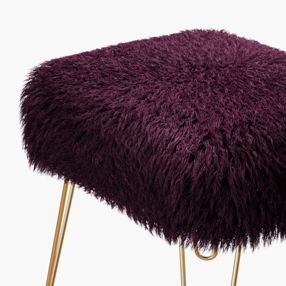 Ffion Sheepskin Footstool 3D model_3