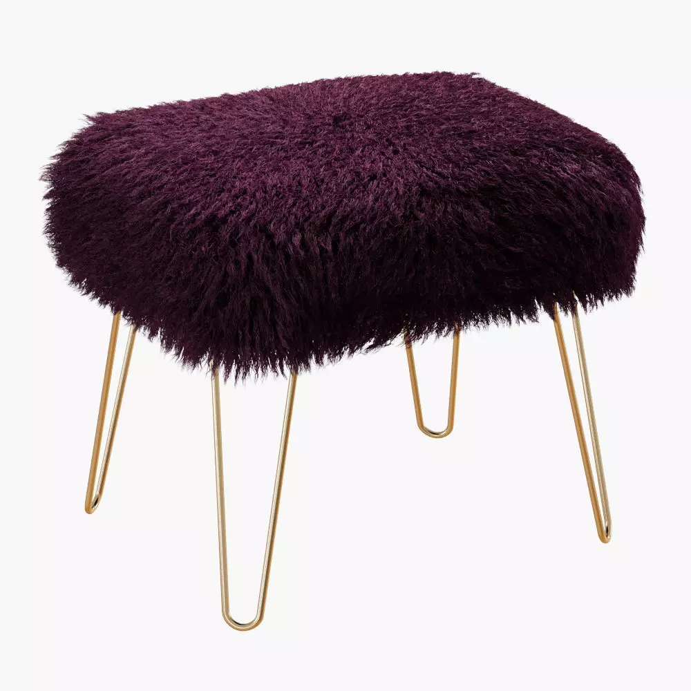 Ffion Sheepskin Footstool 3D model_0
