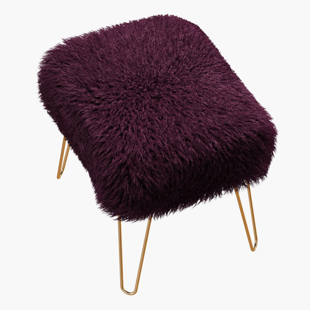 Ffion Sheepskin Footstool 3D model_2