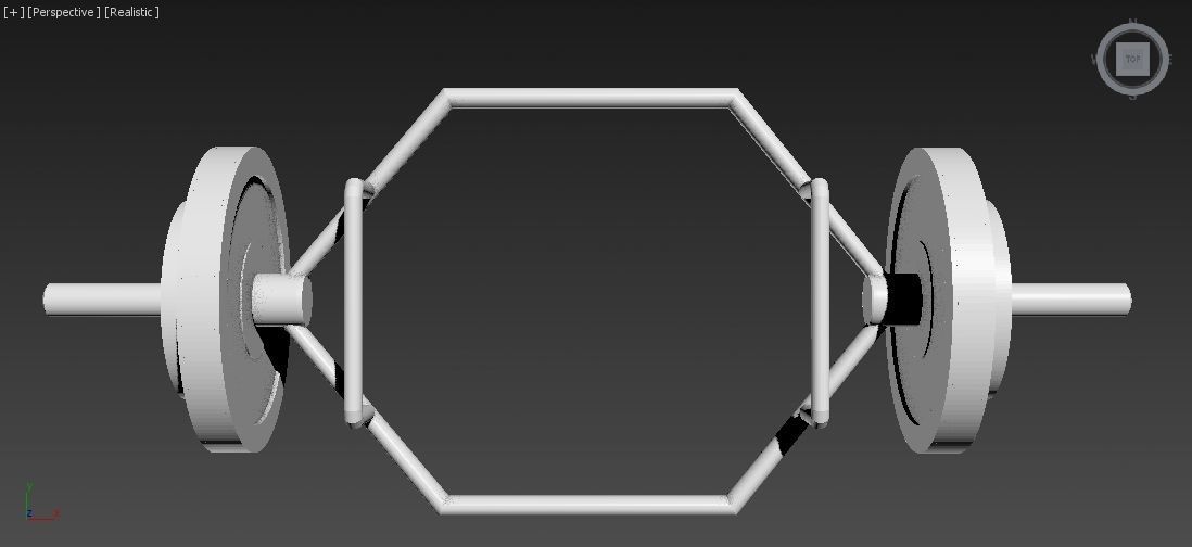 Trap Bar Deadlift - Hex Bar Barbell - Gym Equipment Low-poly 3D model_7