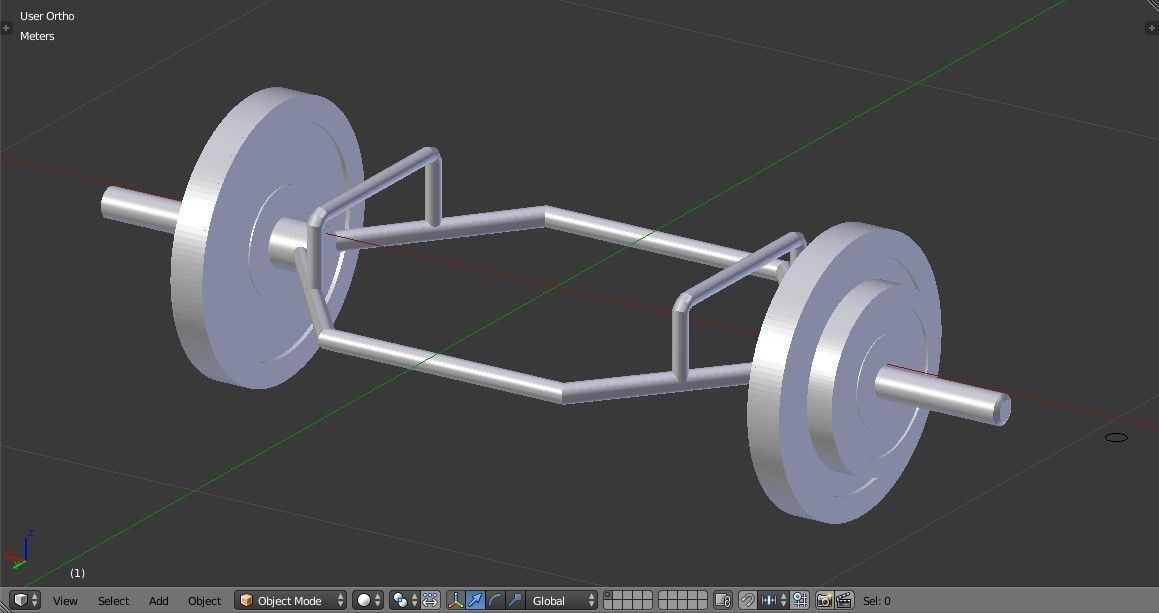 Trap Bar Deadlift - Hex Bar Barbell - Gym Equipment Low-poly 3D model_15