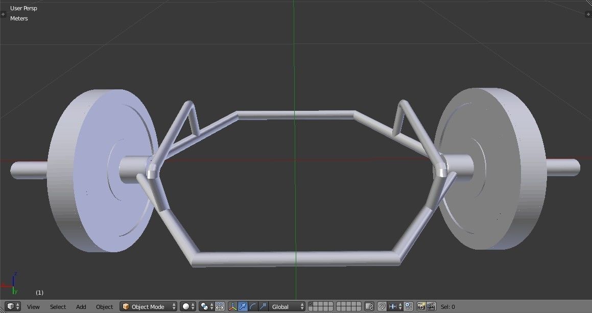 Trap Bar Deadlift - Hex Bar Barbell - Gym Equipment Low-poly 3D model_20