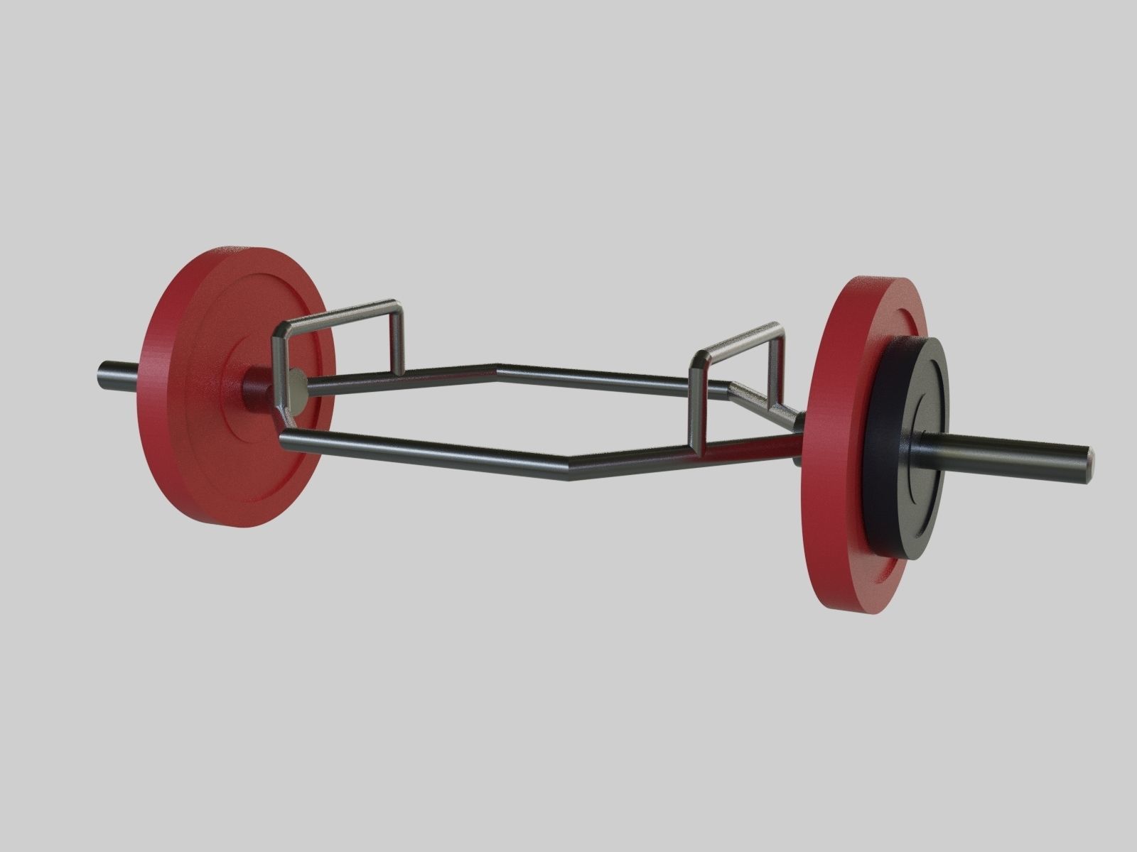 Trap Bar Deadlift - Hex Bar Barbell - Gym Equipment Low-poly 3D model_1