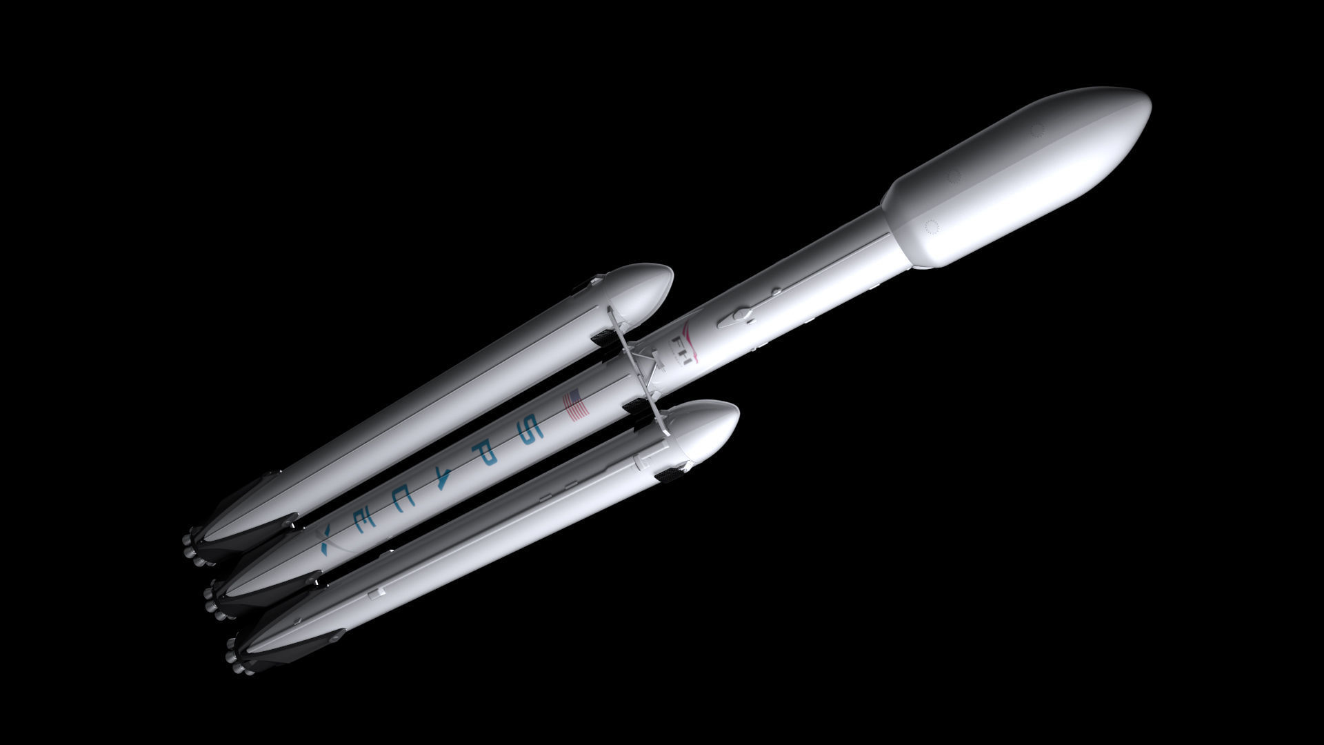 Falcon Heavy rocket 3D model CGTrader