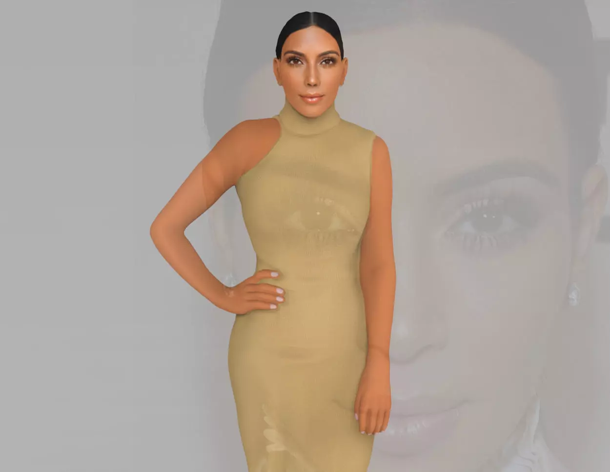 Kim Kardashian ready for full color 3D printing  3D print model_0