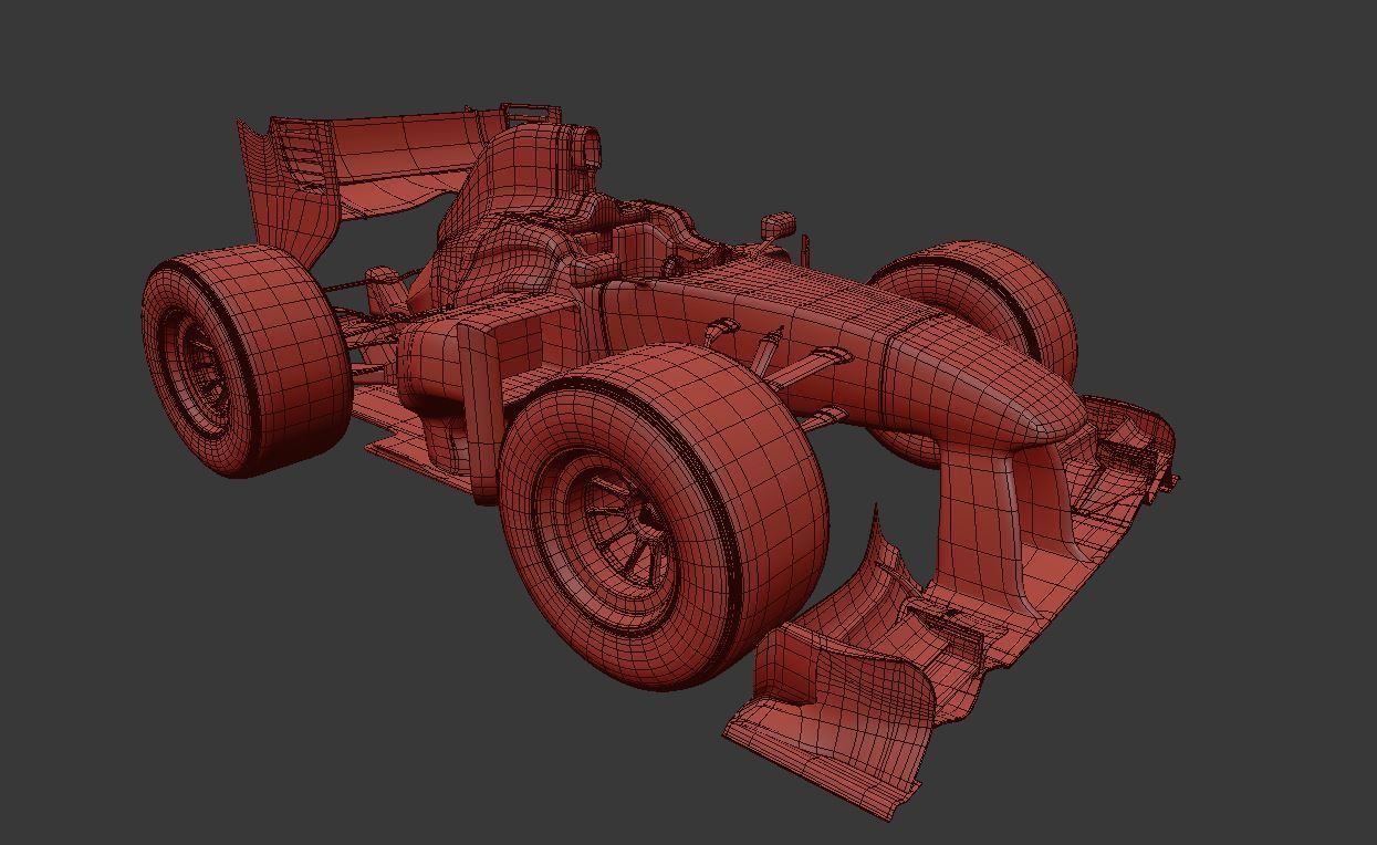 Cartoon open wheeled racing car 3D model_5