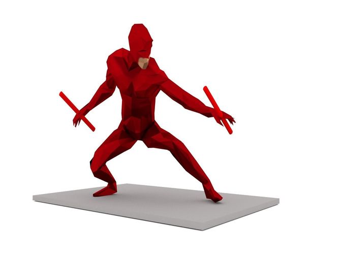 Daredevil low poly man 3D print model