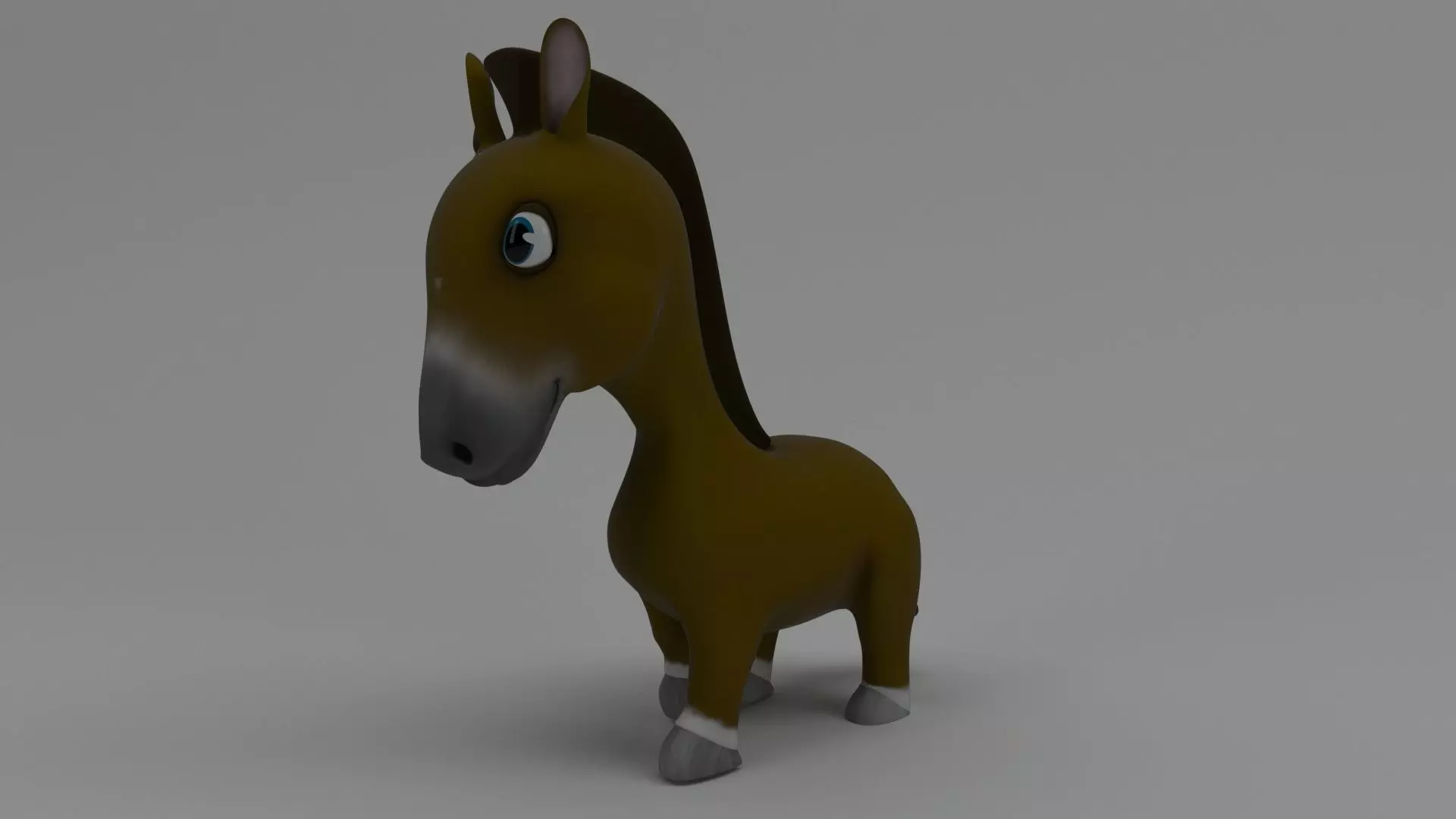 Rigged and Animated Cartoon Horse 3D model_0