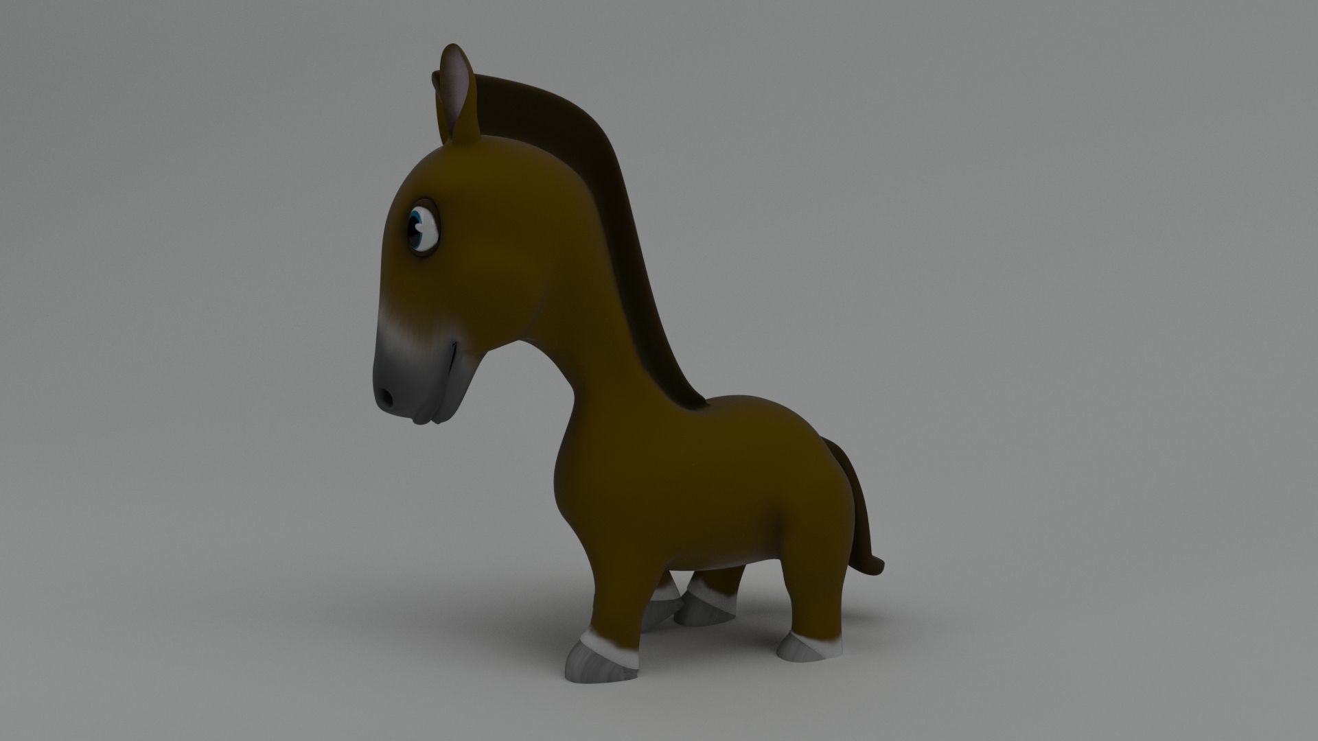 Rigged and Animated Cartoon Horse 3D model_1