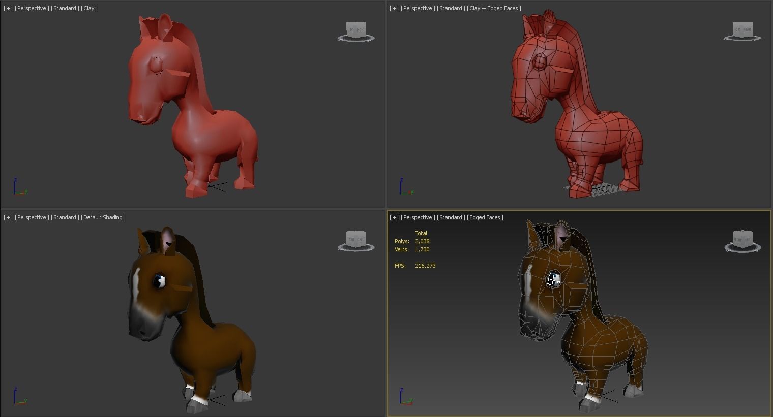 Rigged and Animated Cartoon Horse 3D model_3