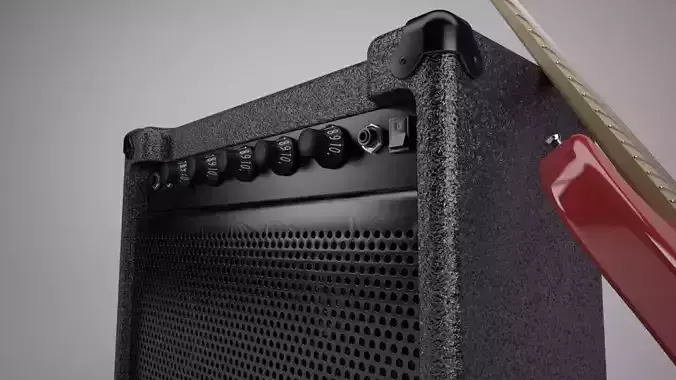 Electric Guitar and Amplifier 3D model