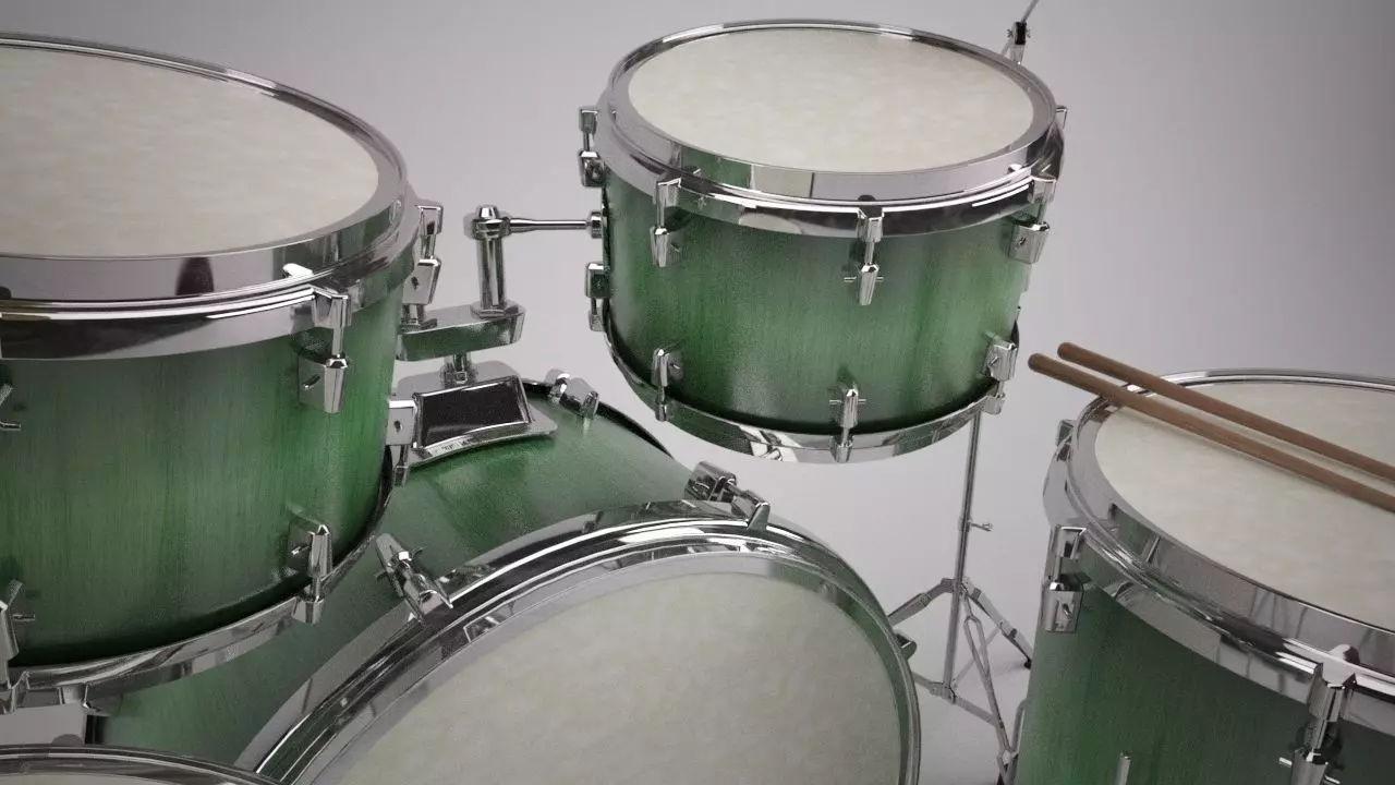 Detailed Drum Kit Model 3D model_0