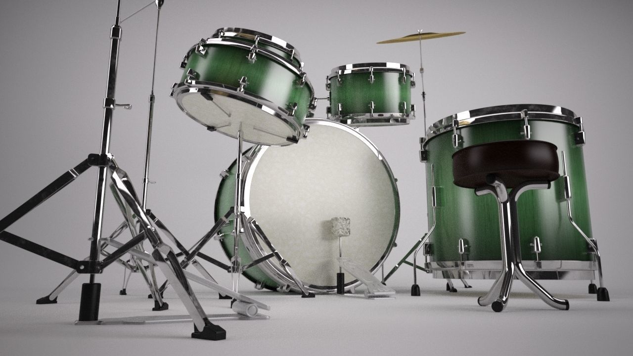 Detailed Drum Kit Model 3D model_1