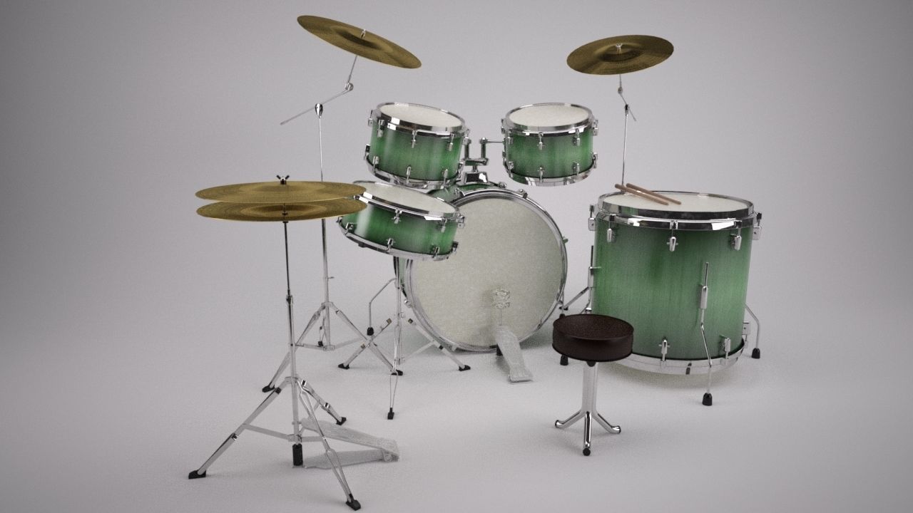 Detailed Drum Kit Model 3D model_2