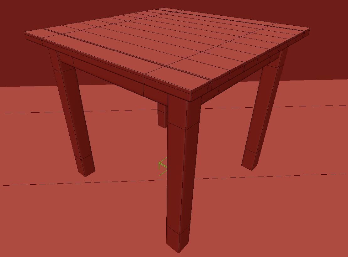 Rustic Kitchen Table 3D model_4