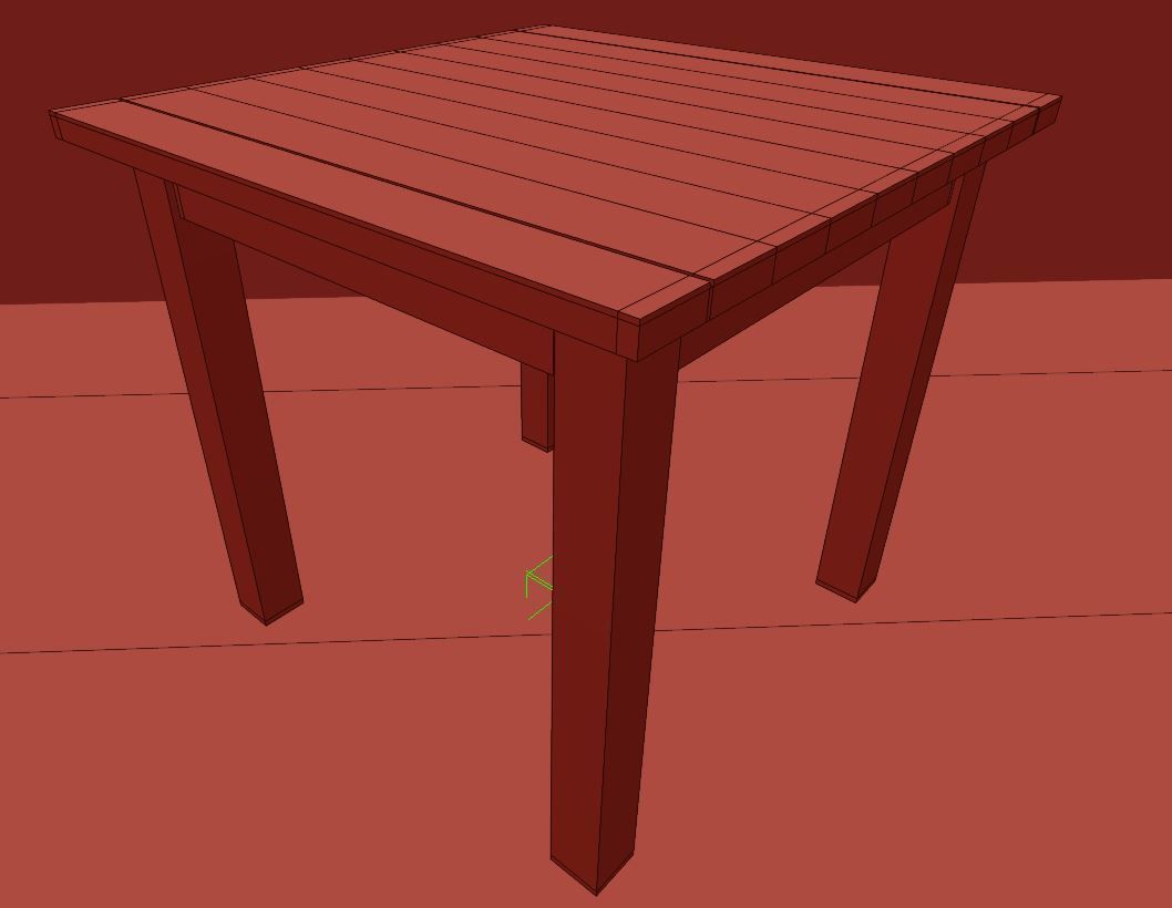 Rustic Kitchen Table 3D model_3
