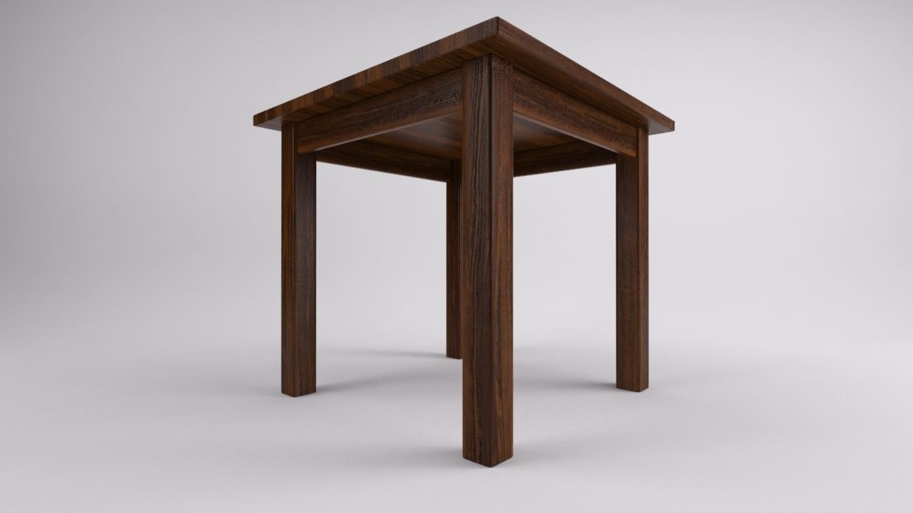 Rustic Kitchen Table 3D model_1