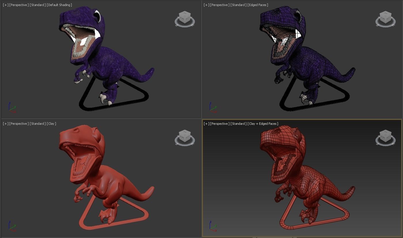 Rigged and Animated Cartoon Dinosaur 3D model_1