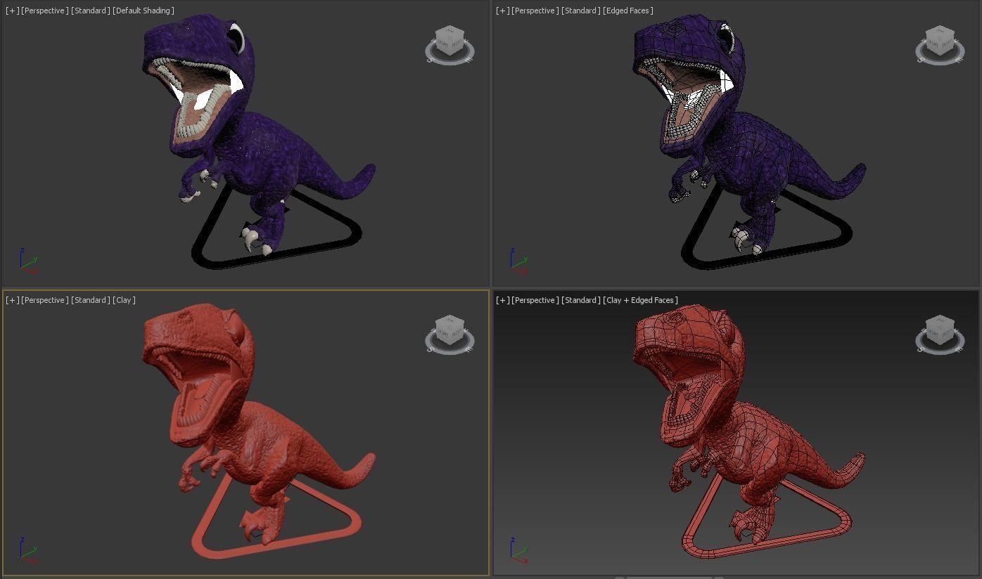 Rigged and Animated Cartoon Dinosaur 3D model_2