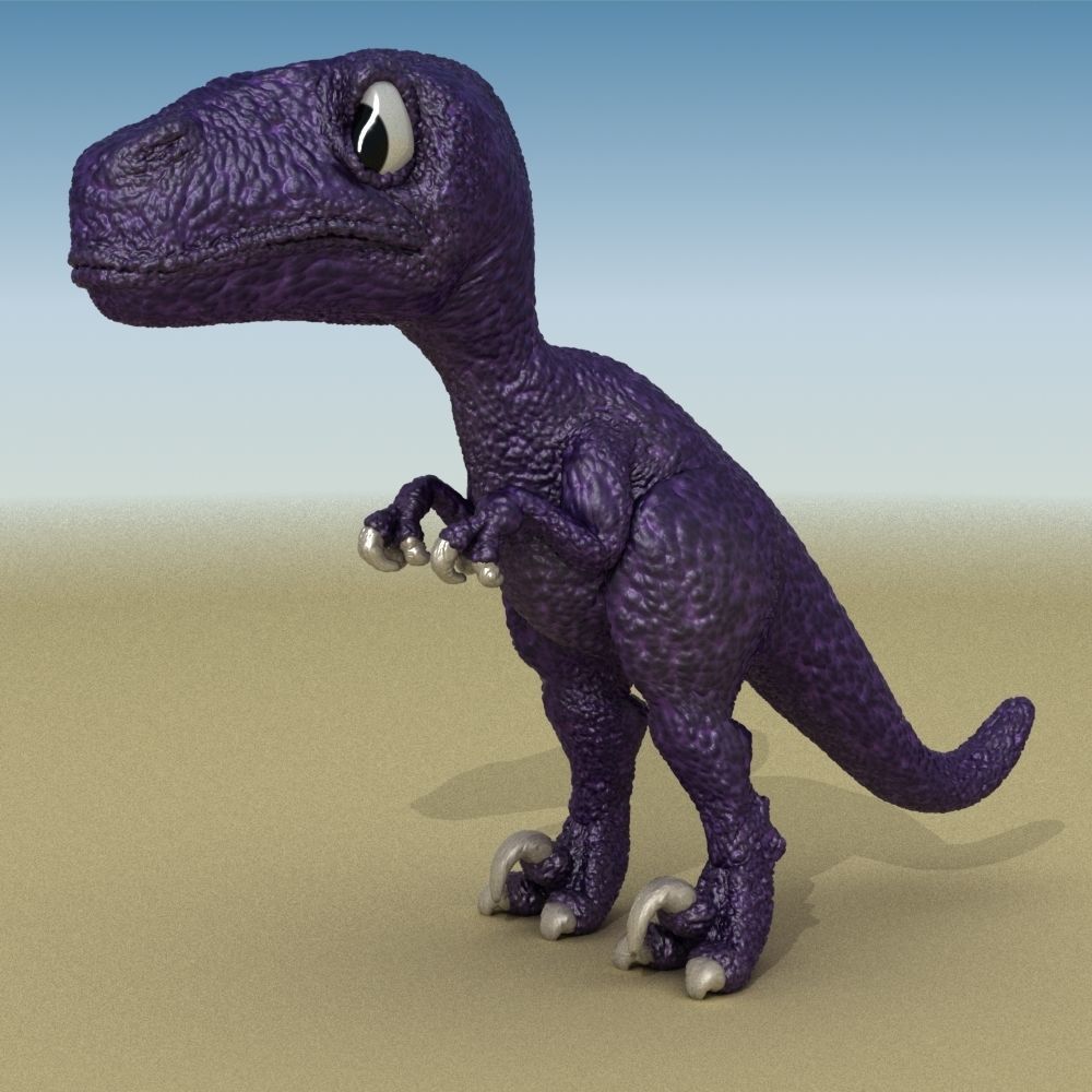 Rigged and Animated Cartoon Dinosaur 3D model_4