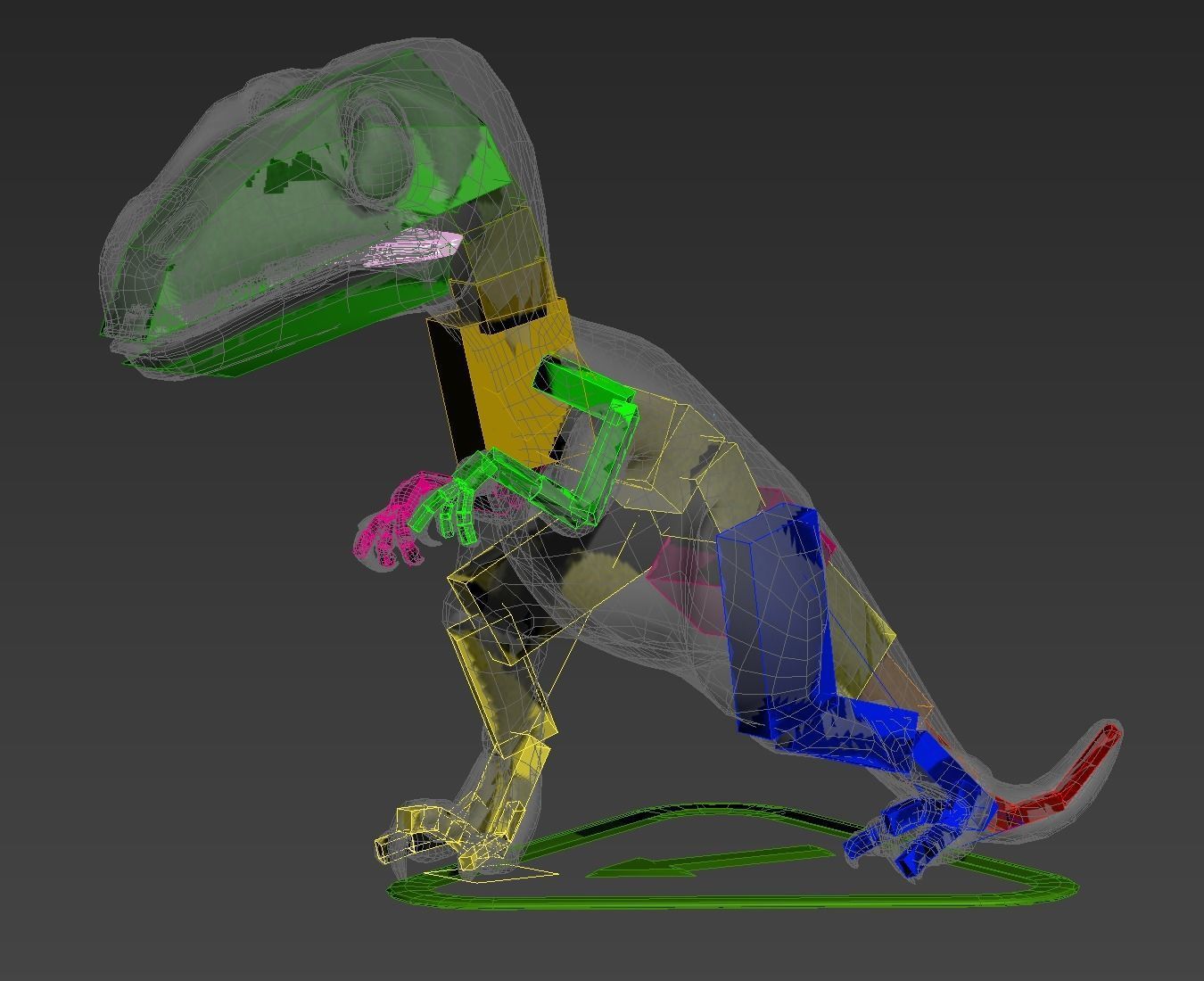 Rigged and Animated Cartoon Dinosaur 3D model_5