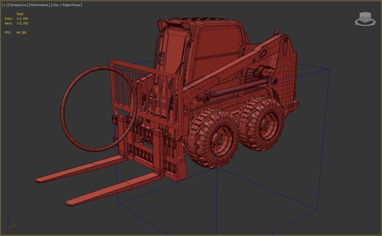 Rigged BobCAT Steer Forklift 3D model_4