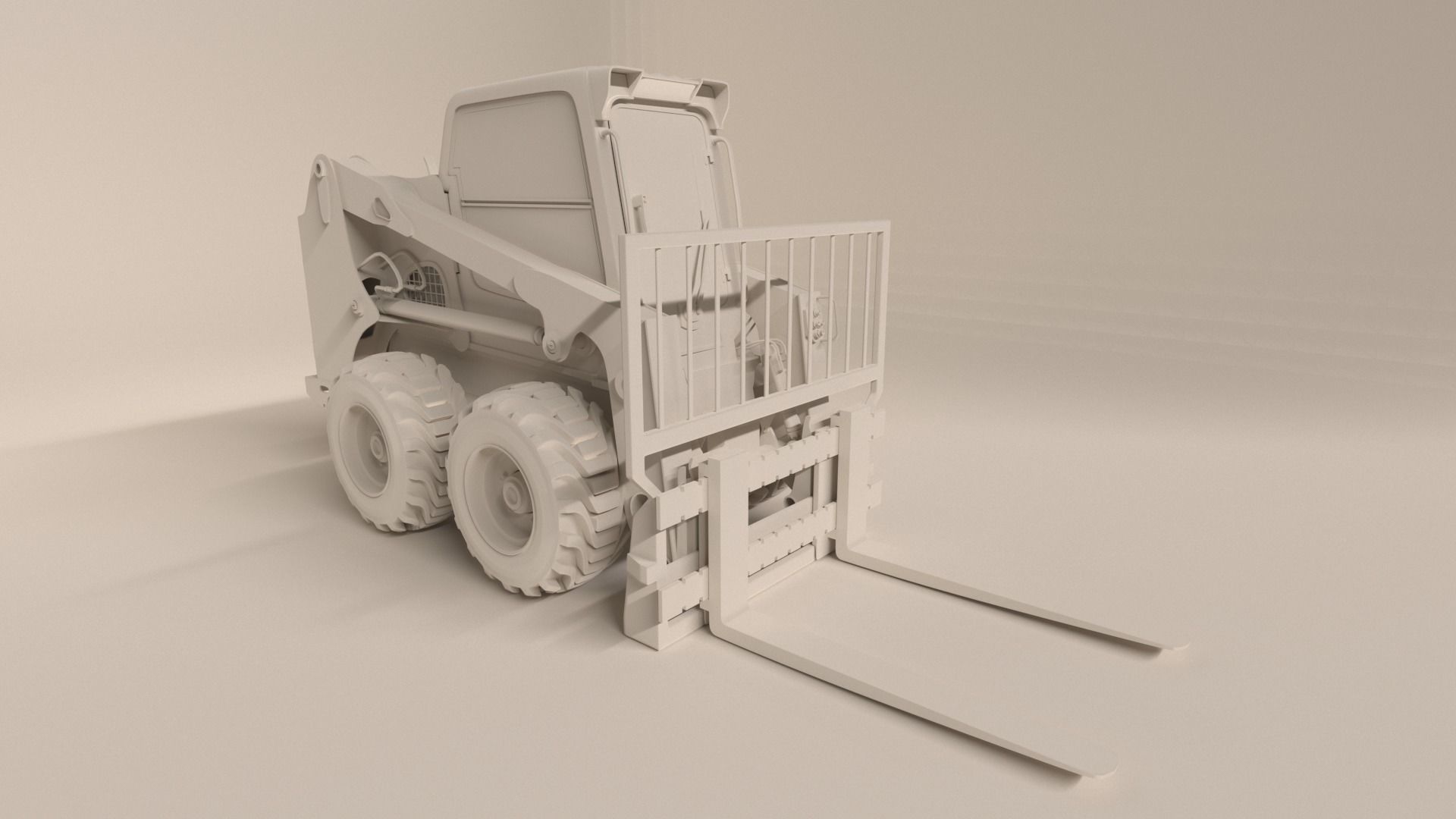 Rigged BobCAT Steer Forklift 3D model_2
