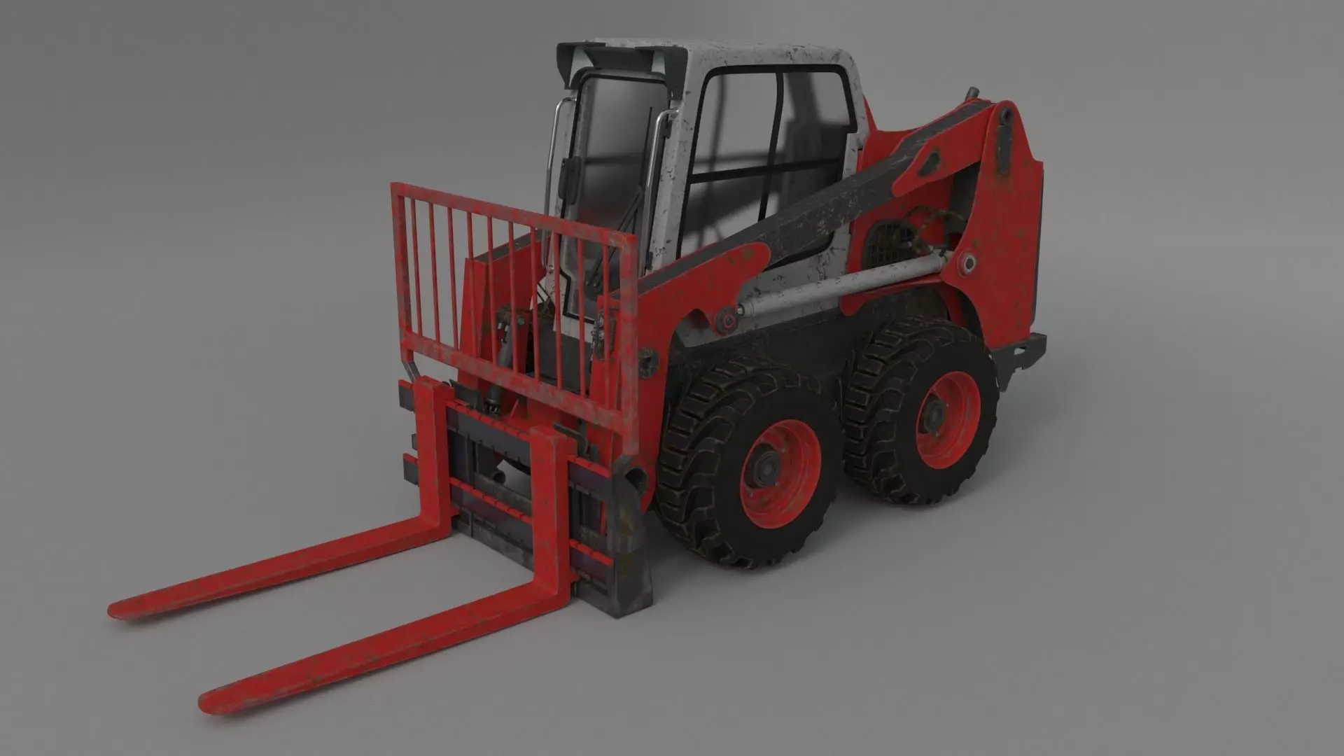 Rigged BobCAT Steer Forklift 3D model_0