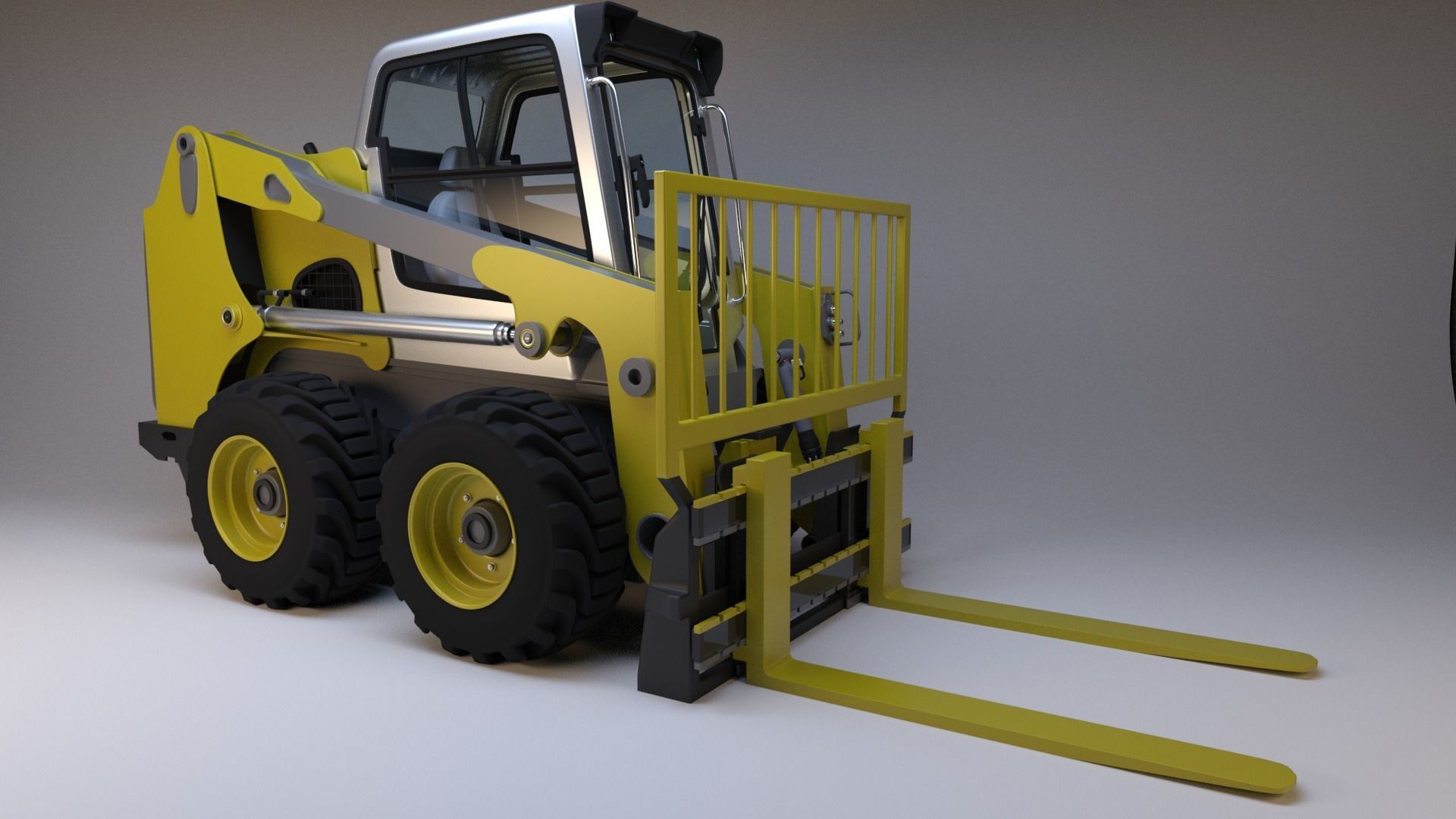 Rigged BobCAT Steer Forklift 3D model_1
