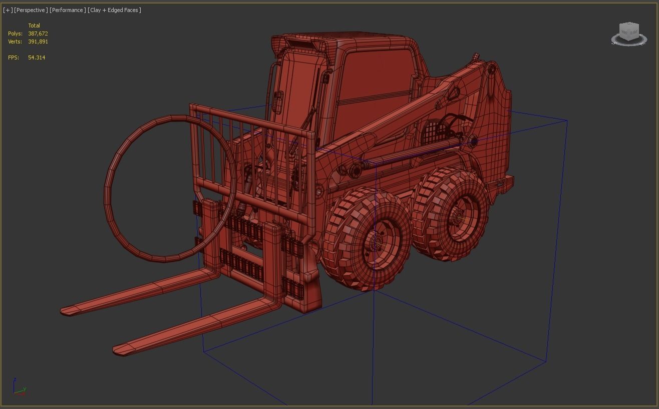 Rigged BobCAT Steer Forklift 3D model_3