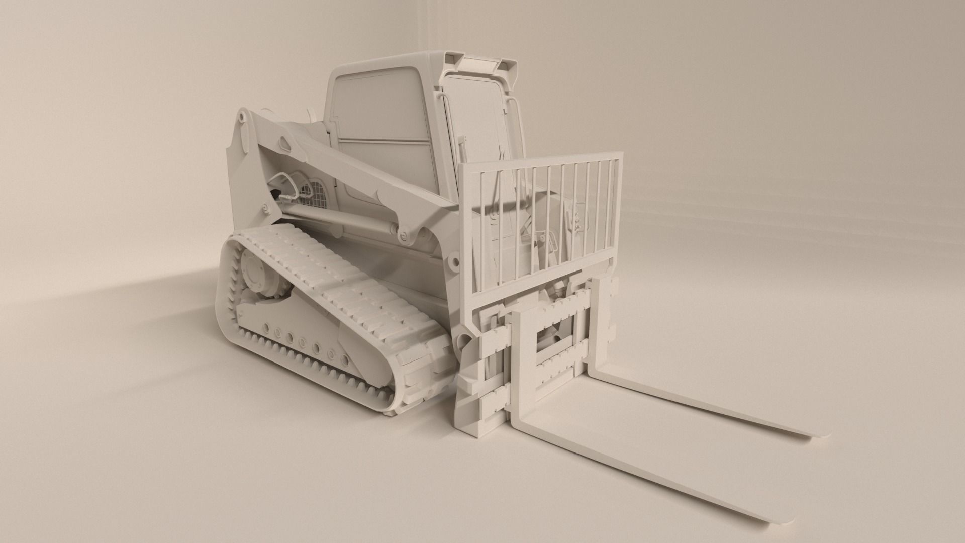 Rigged BobCAT Tracked Forklift 3D model_2