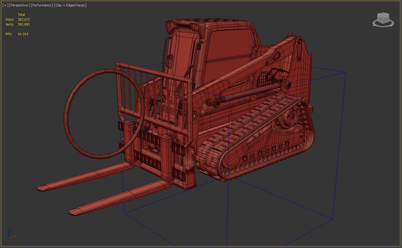 Rigged BobCAT Tracked Forklift 3D model_4