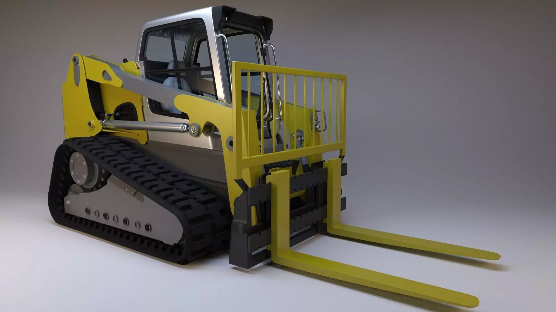 Rigged BobCAT Tracked Forklift 3D model_0