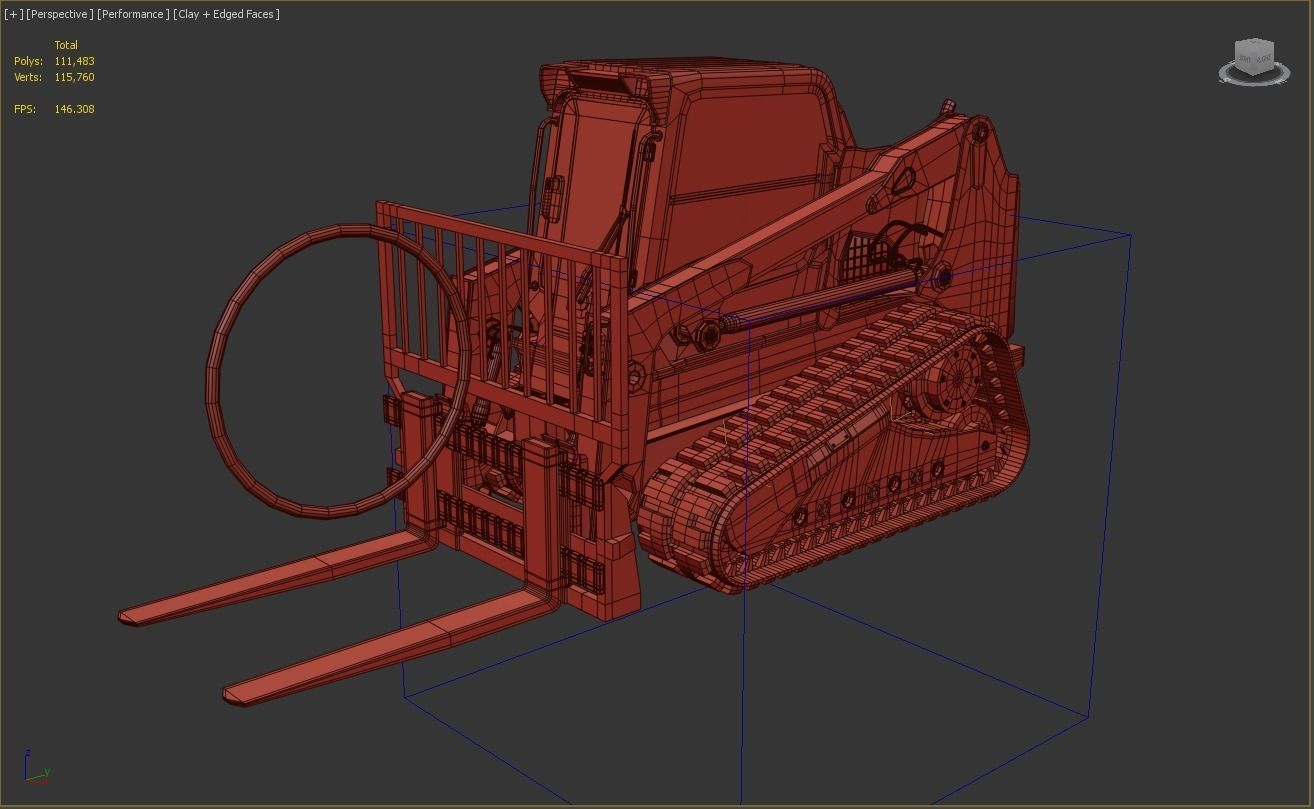 Rigged BobCAT Tracked Forklift 3D model_3