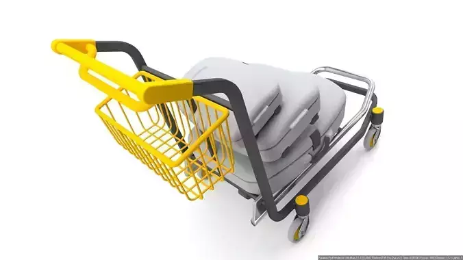 Luggage Trolley with Suitcases 3D model