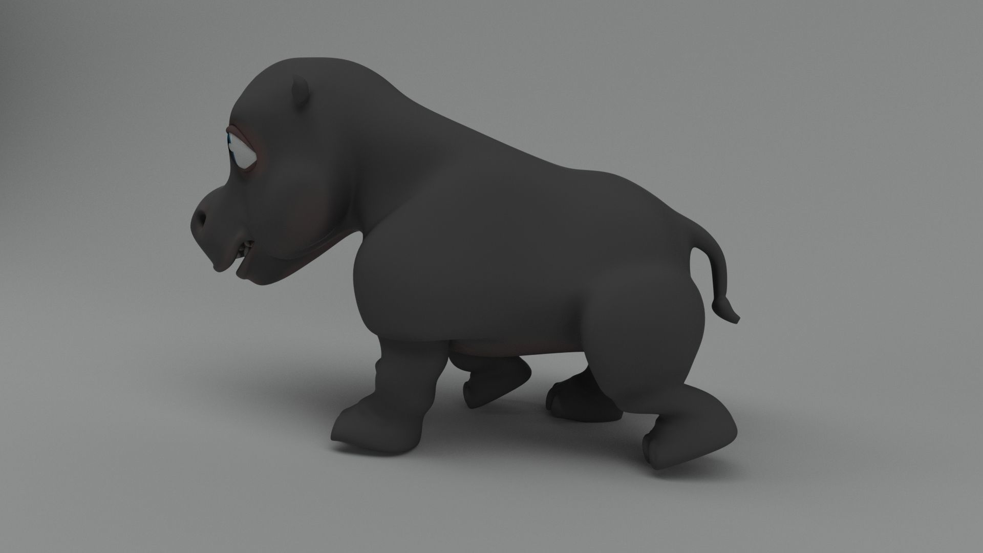 Rigged and Animated Cartoon Hippo 3D model_2