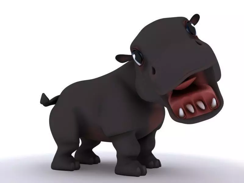 Rigged and Animated Cartoon Hippo 3D model_0