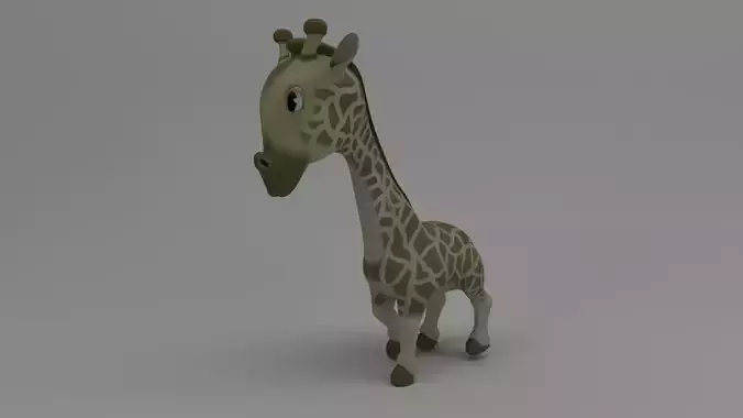 Rigged and Animated Cartoon Giraffe