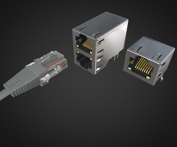 Ethernet socket  Connector RJ45 F 3D model